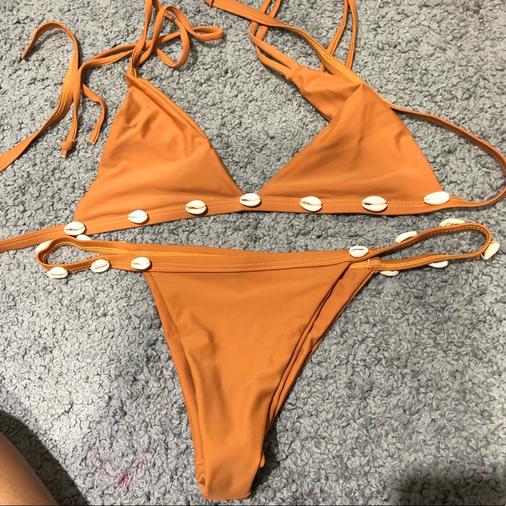 shell bikini top and bottom